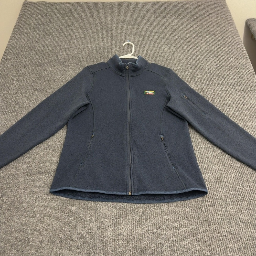 LL Bean Sweater Fleece Jacket Womens L Blue Polyester Full Zip Outdoor Gorpcore